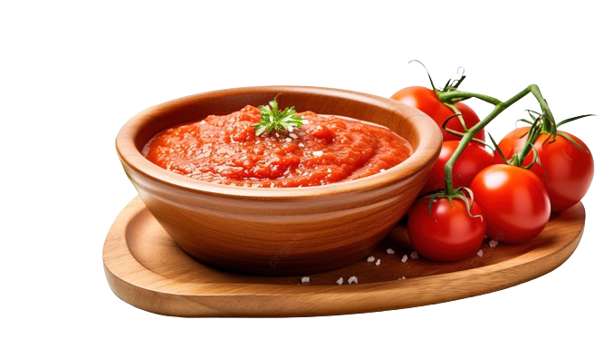pngtree wholesome tomato paste and fresh tomatoes served in a rustic wooden image_13617482 removebg preview